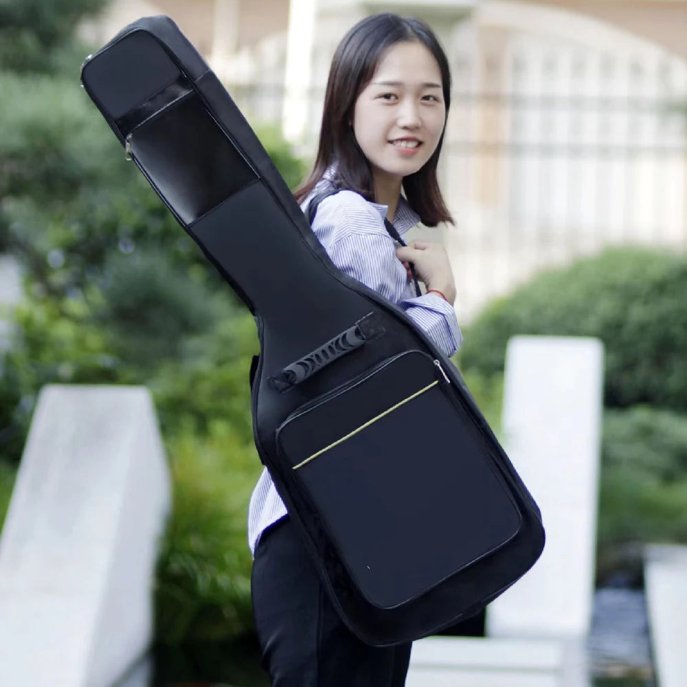 Electric Guitar Gig Bag Black Waterproof Guitar Case Double Strap Padded Bag Backpack Shoulder Straps Guitar Accessories