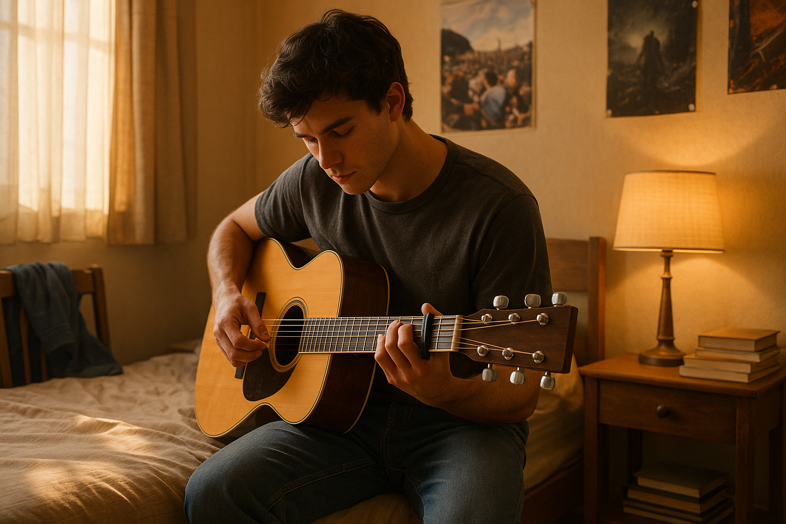Place capo on first fret of guitar